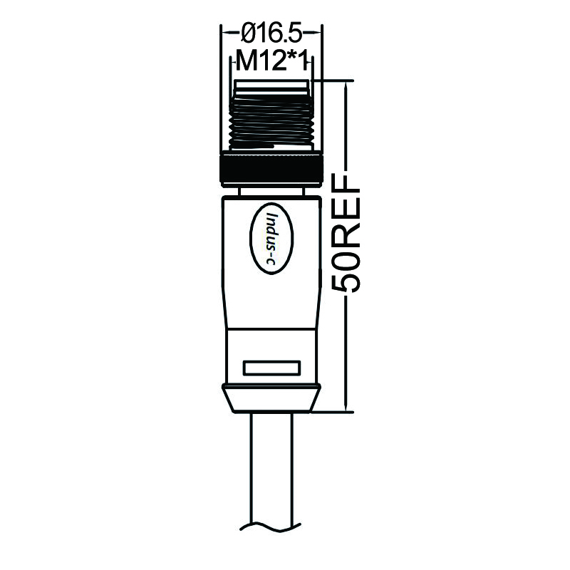 M12 5pins K code male straight molded cable,unshielded,PUR,-40°C~+105°C,22AWG 0.34mm²,brass with nickel plated screw