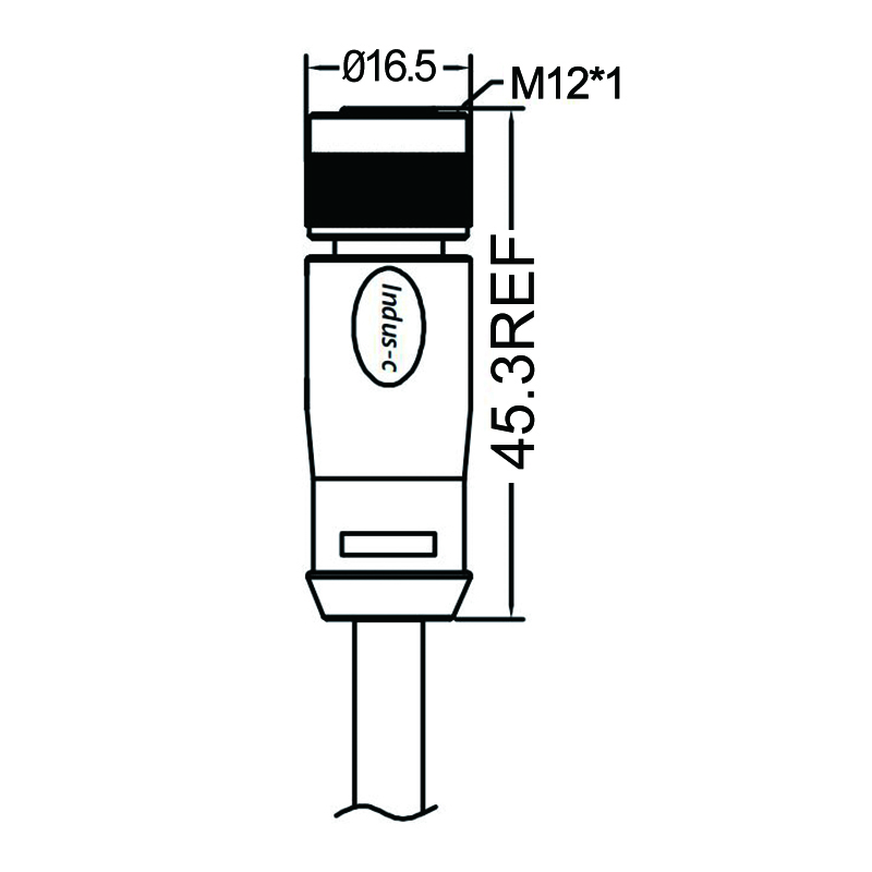 M12 5pins K code female straight molded cable,unshielded,PVC,-40°C~+105°C,22AWG 0.34mm²,brass with nickel plated screw