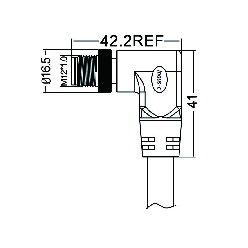 M12 5pins K code male right angle molded cable,unshielded,PVC,-40°C~+105°C,22AWG 0.34mm²,brass with nickel plated screw