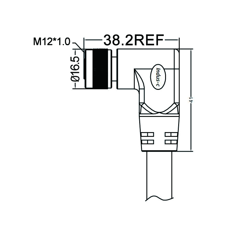 M12 5pins K code female right angle molded cable,unshielded,PVC,-40°C~+105°C,22AWG 0.34mm²,brass with nickel plated screw