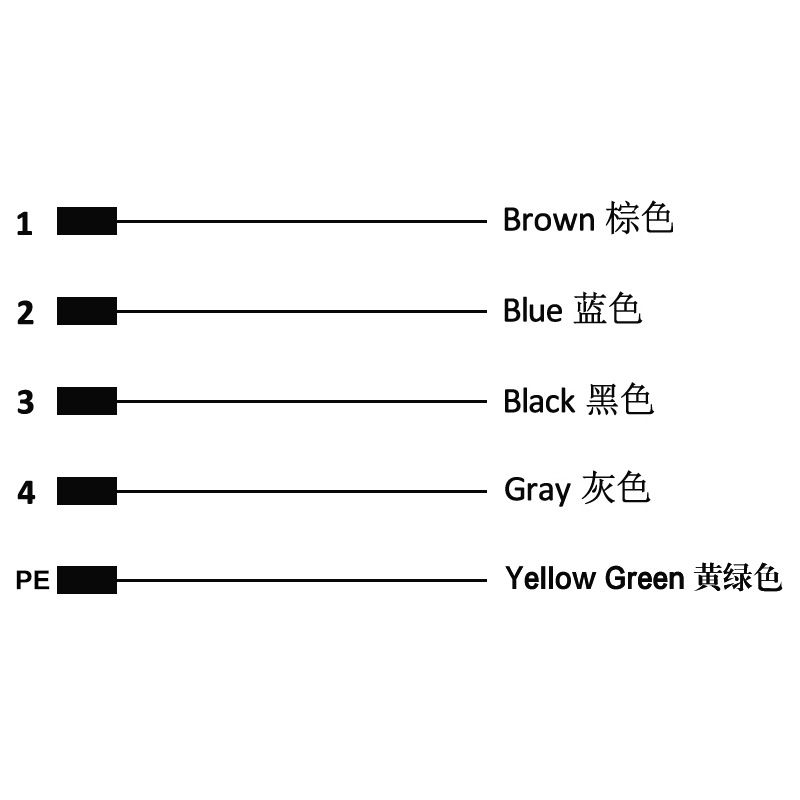 M12 5pins K code male straight molded cable,unshielded,PVC,-40°C~+105°C,22AWG 0.34mm²,brass with nickel plated screw