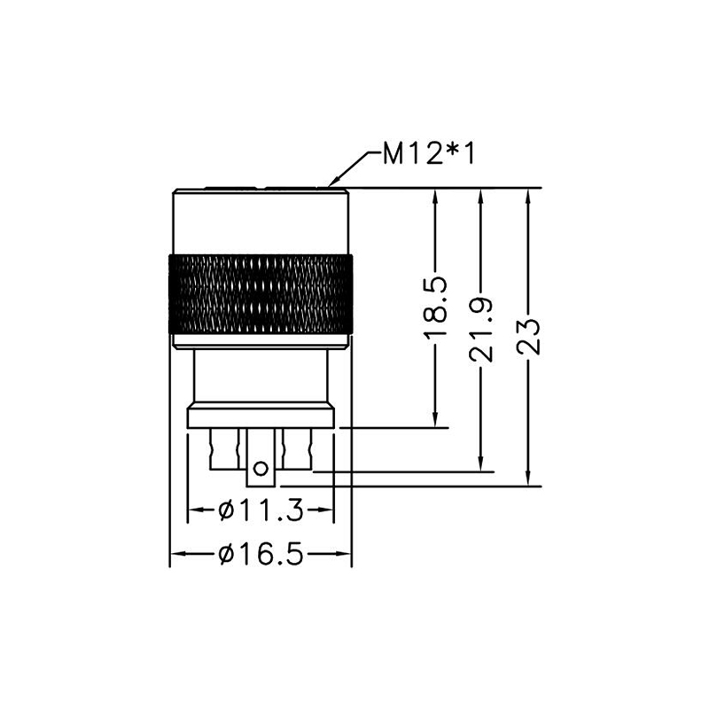 M12 5pins K code female moldable connector with shielded,brass with nickel plated screw