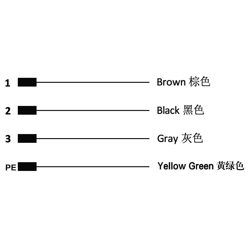 M12 4pins S code male straight molded cable,unshielded,PUR,-40°C~+105°C,22AWG 0.34mm²,brass with nickel plated screw