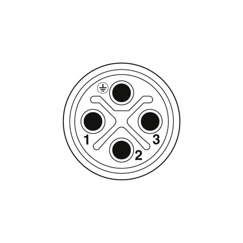 M12 4pins S code male straight molded cable,unshielded,PVC,-40°C~+105°C,22AWG 0.34mm²,brass with nickel plated screw