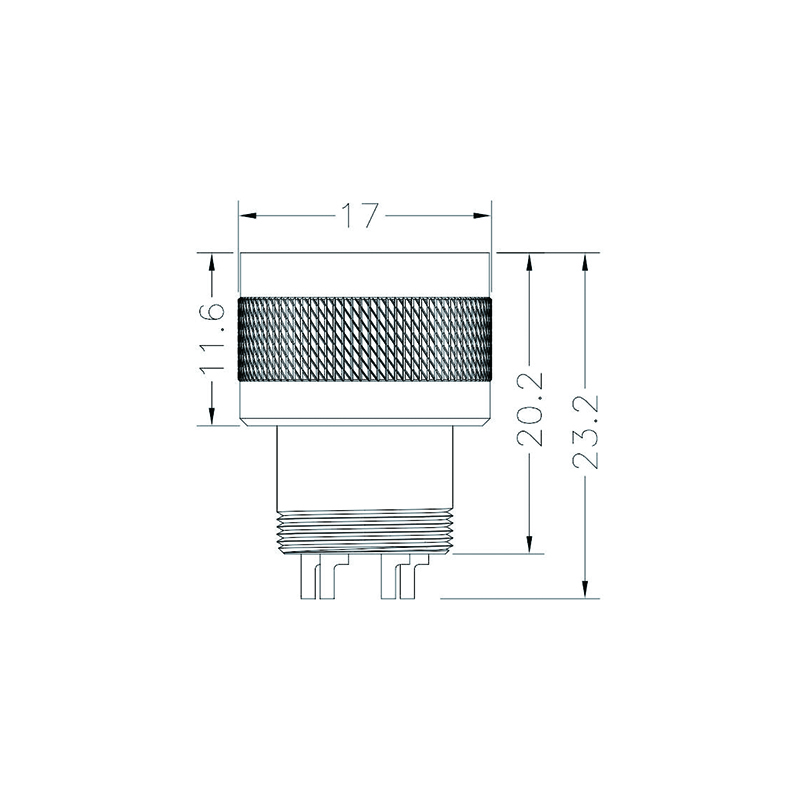 M16 2pins A code female moldable connector,unshielded,brass with nickel plated screw