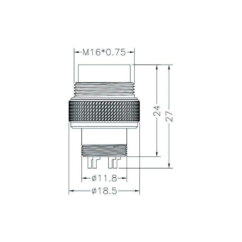 M16 4pins A code male moldable connector,unshielded,brass with nickel plated screw