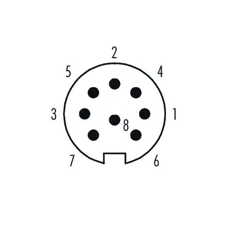 M16 8pins A code male right angle molded cable,unshielded,PUR,-40°C~+105°C,18AWG 0.75mm²,brass with nickel plated screw