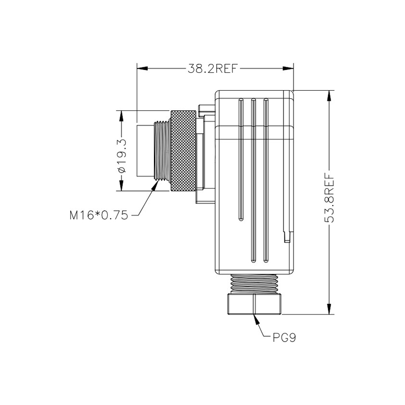 M16 2pins A code male right angle plastic assembly connector,shielded,brass with nickel plated housing,suitable cable diameter 4.1mm-7.8mm