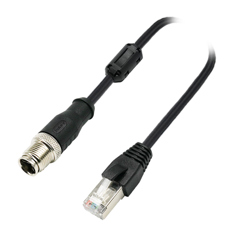 M12 8pins X code male to RJ45 8P8C connector,shield