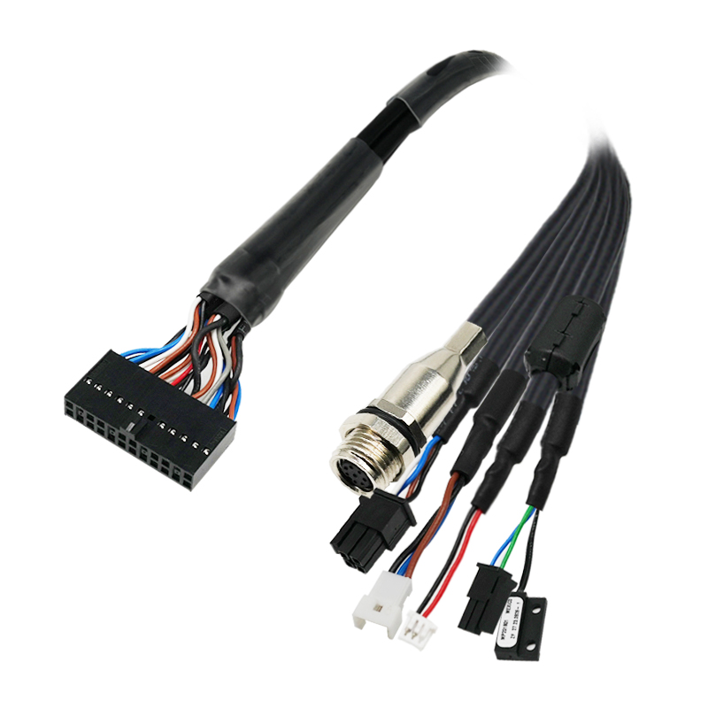 Molex to 4xMolex+M8 8pins female front mount connector