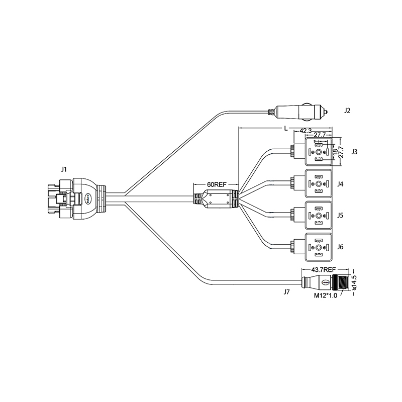 TE 776273-1 to Power Plugf+4xSolenoid valve+M12 4pins A code male connector