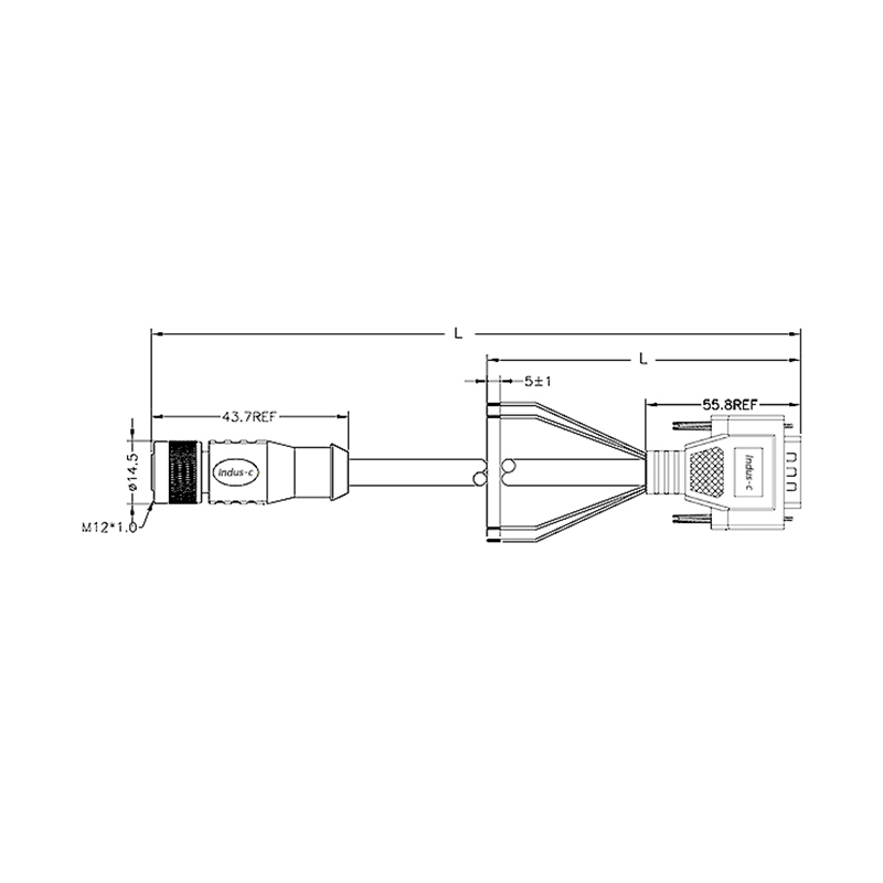 M12 8pins A code female connector with shield to D-sub 15pins male connector