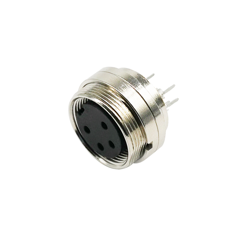 M16 4pins A code female front mount connector,flat pin