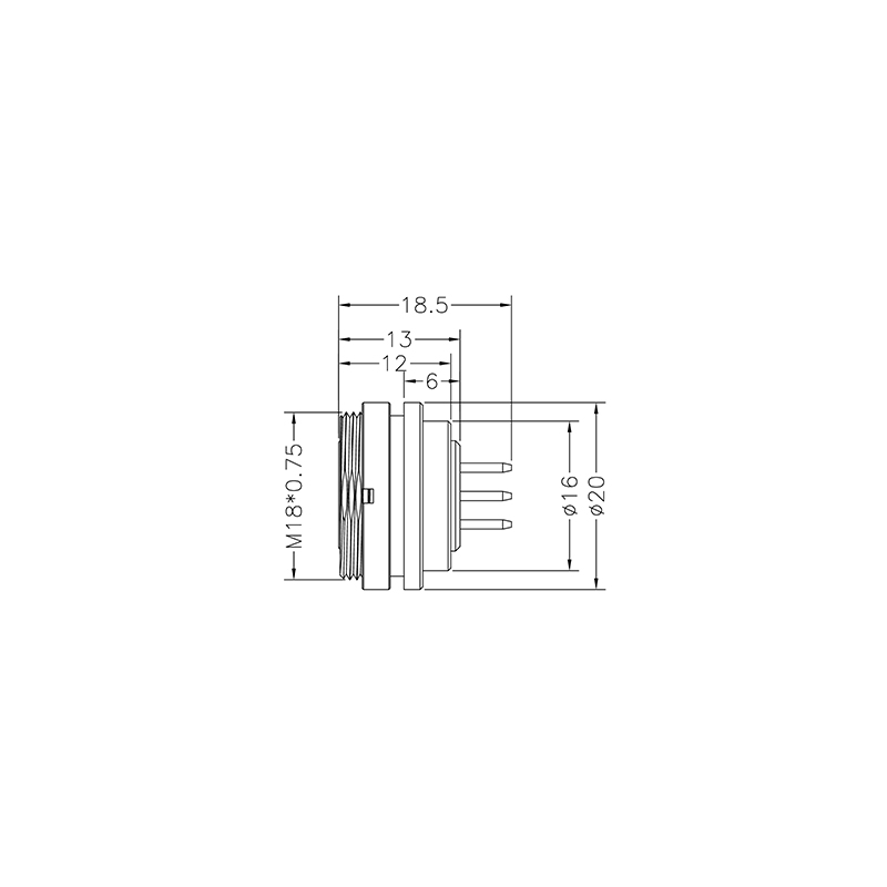 M16 4pins A code female front mount connector,flat pin