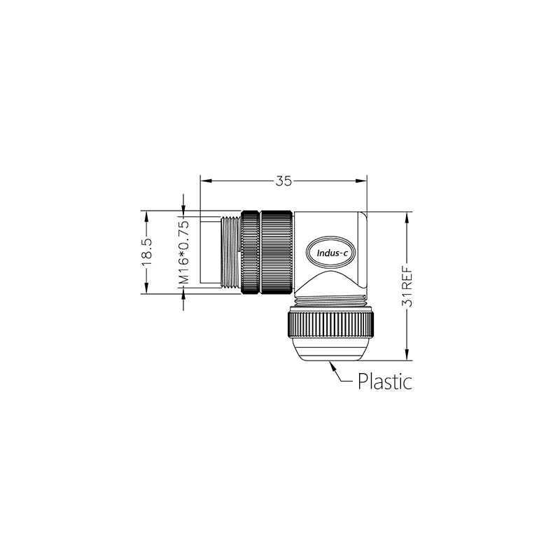 M16 5pins A code male right angle plastic assembly connector