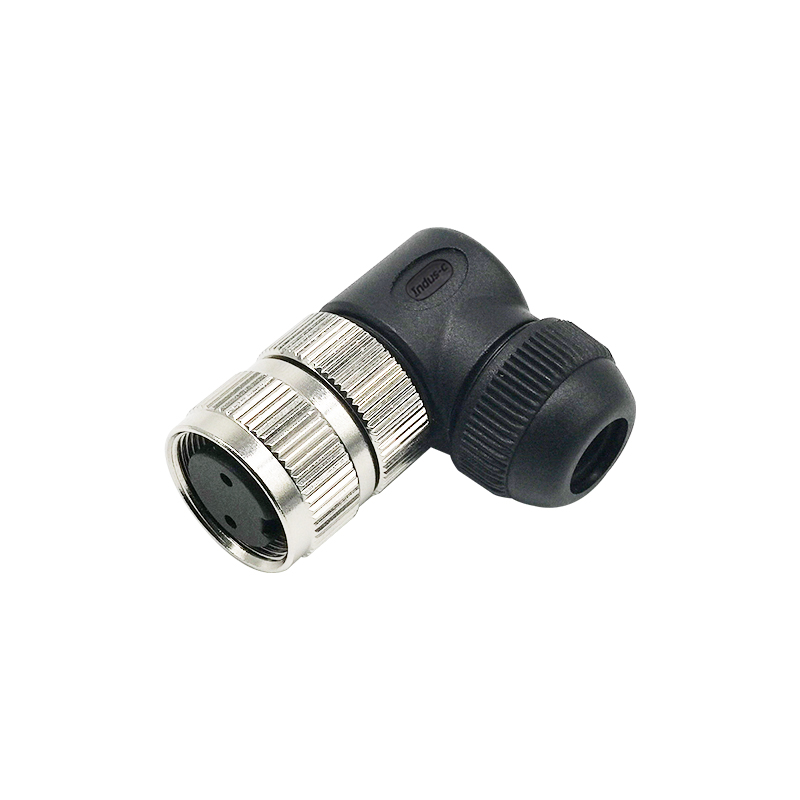 M16 2pins A code female right angle plastic assembly connector