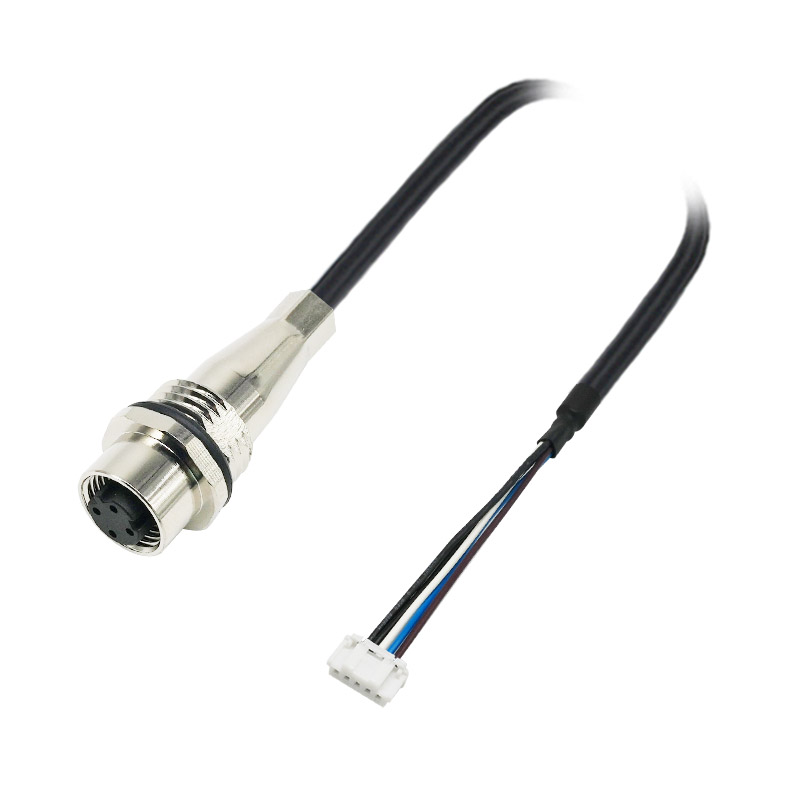 M12 4pins D code female rear mount connector to Molex 502351-0500 connector