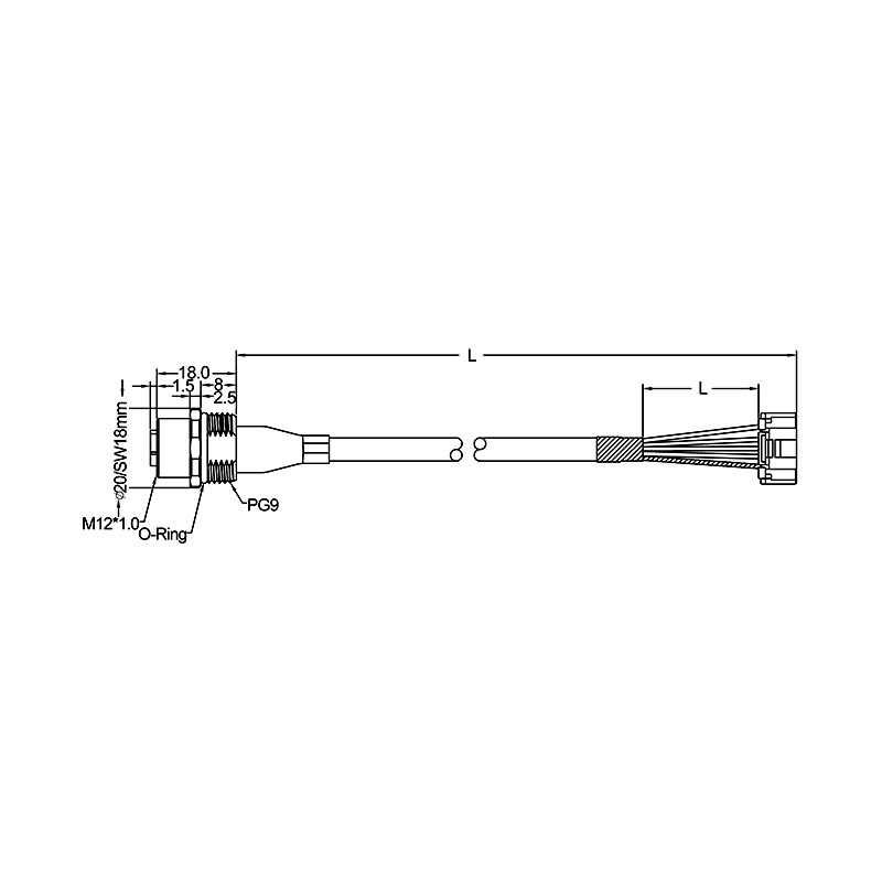 M12 4pins D code female rear mount connector to Molex 502351-0500 connector