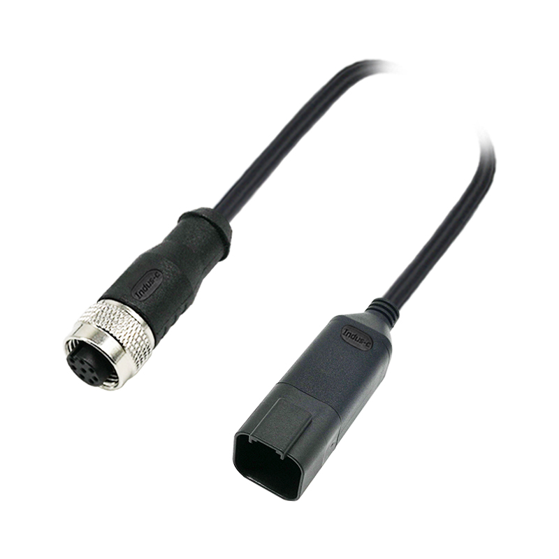 M12 8pins A code female connector to Amphenole AT04-6P-BLK cable