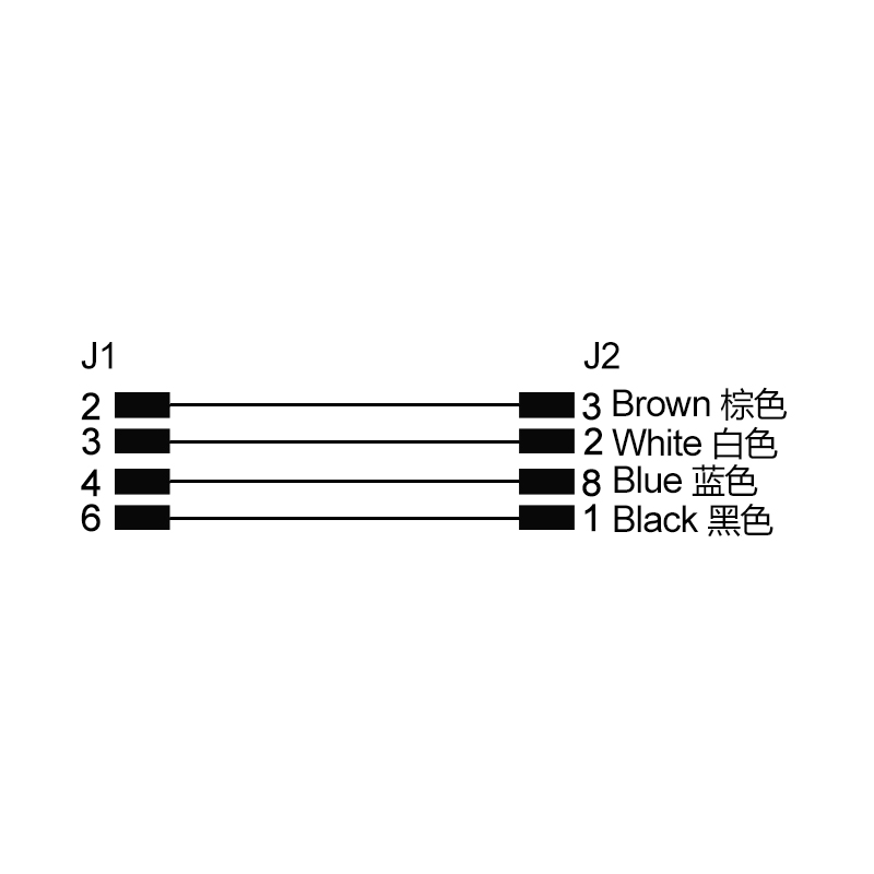 M12 8pins A code female connector to Amphenole AT04-6P-BLK cable