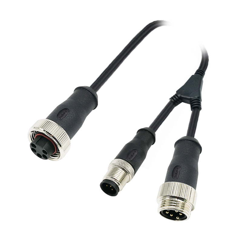 7/8" 5pins female connector to7/8" 5pins male+M12 A code 5pins male cable