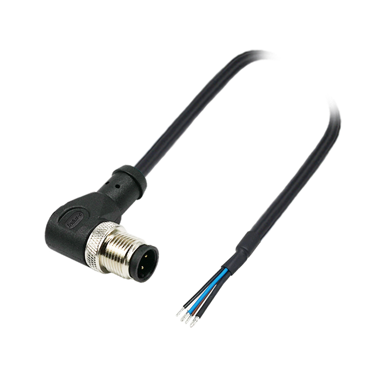 M12 4pins A code male cable with led shield
