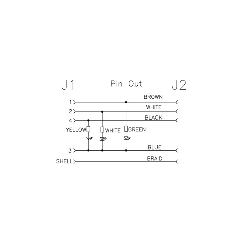 M12 4pins A code male cable with led shield