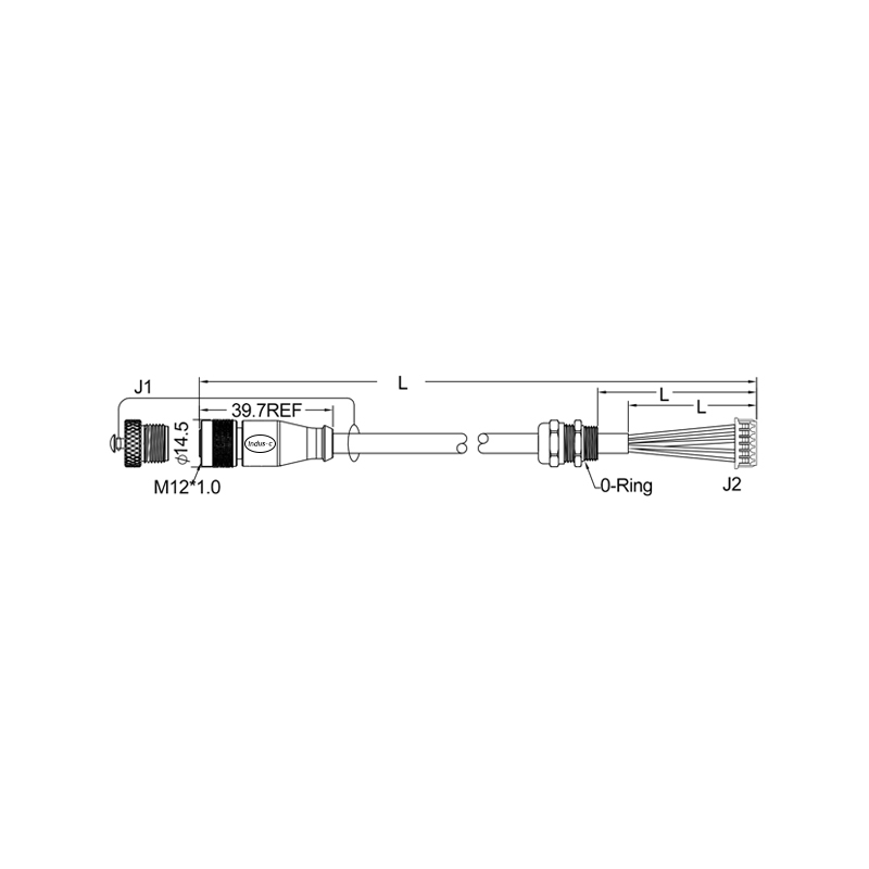 M12 5pins A code female connector with cap to Molex 51021-0600 cable