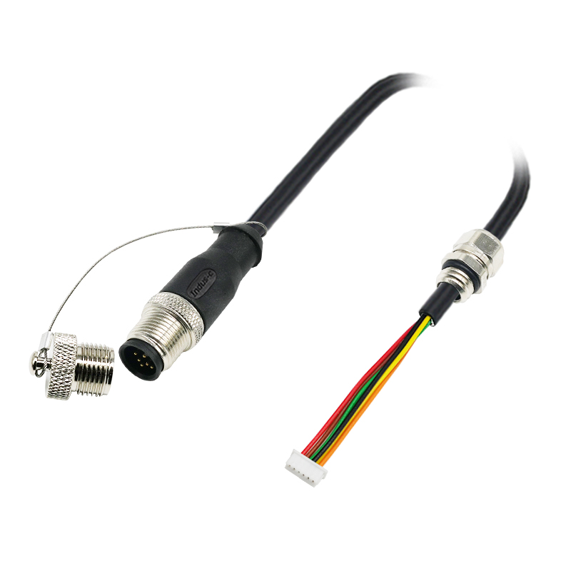 M12 8pins A code male connector with cap to Molex 51021-0600 cable