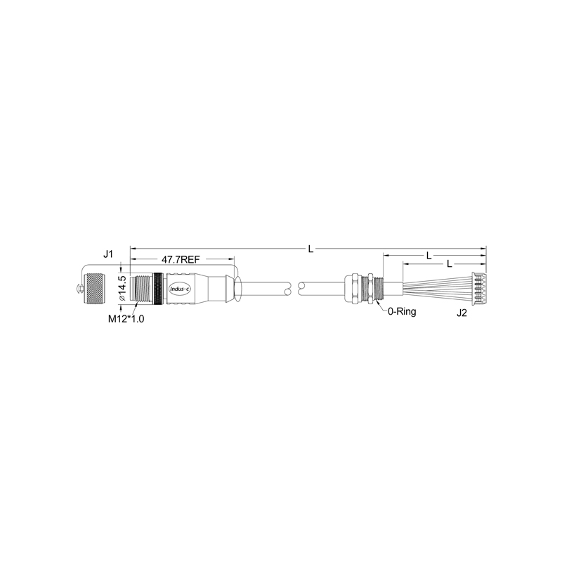 M12 8pins A code male connector with cap to Molex 51021-0600 cable