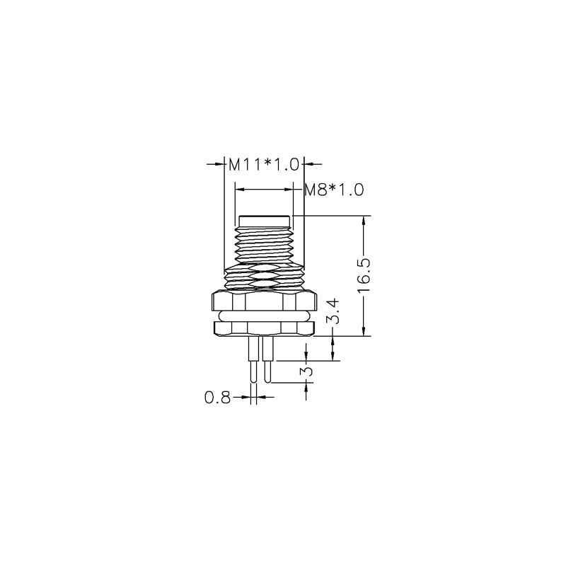 M8 4pins A code male front panel mount connector