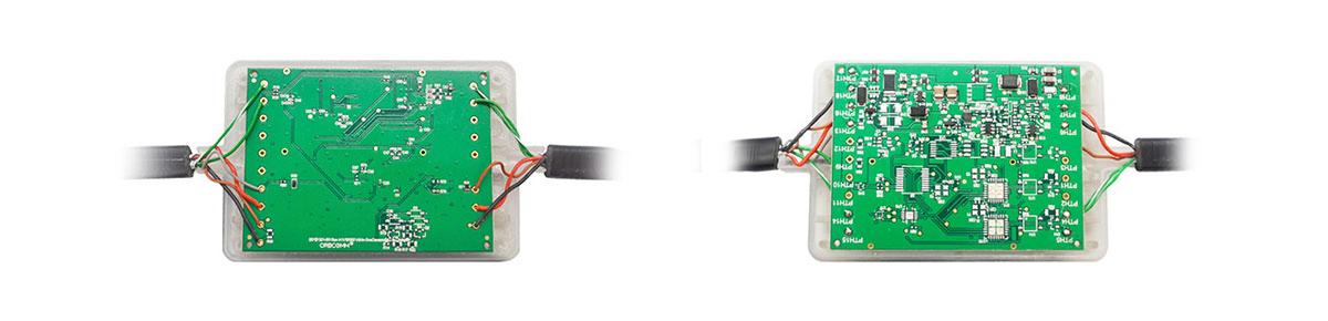 Cable assembly with over-molded PCBA’s.